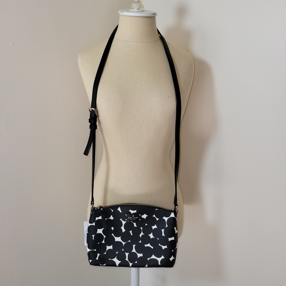 NWT Kate Spade Black and White Grove Street Splodge Dot Millie Crossbody Bag